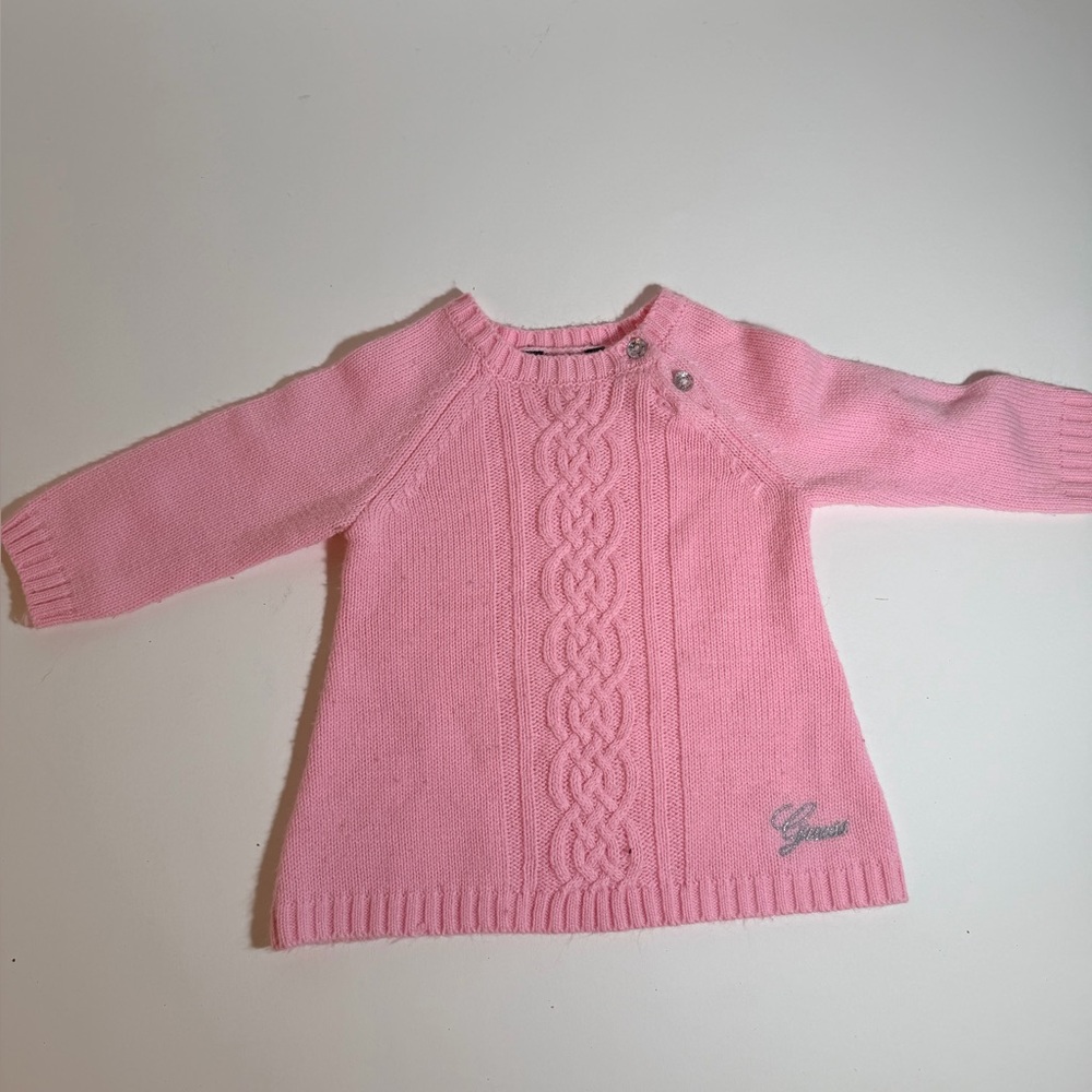 Guess Light Pink Cable Knit Sweater- Baby